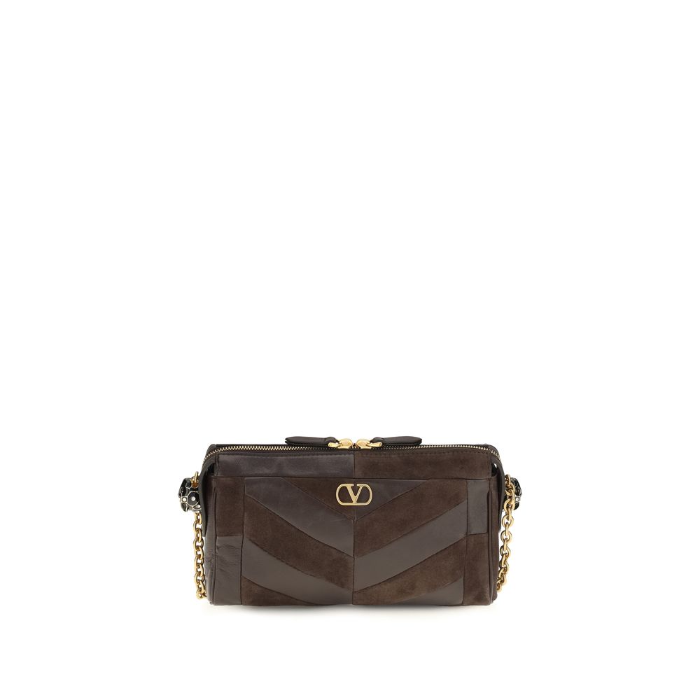 Valentino Garavani Braune Kalbsleder Bos Taurus Schultertasche