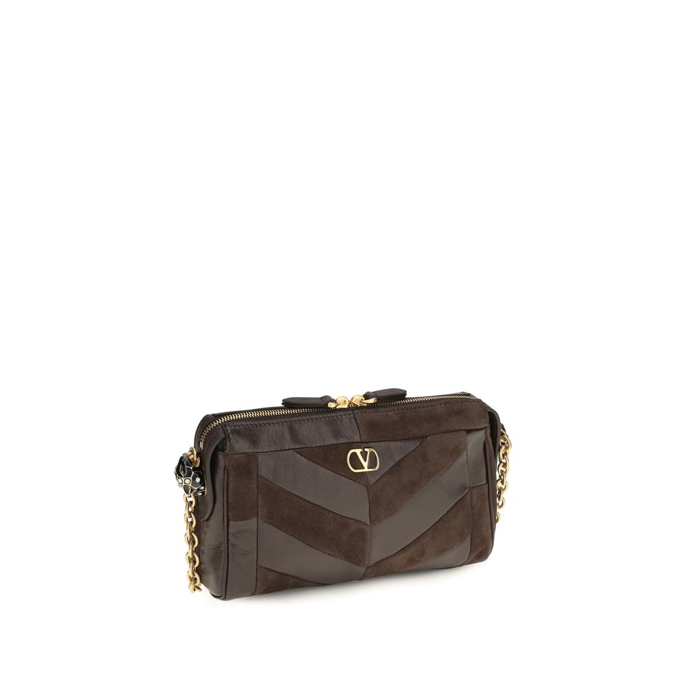 Valentino Garavani Braune Kalbsleder Bos Taurus Schultertasche