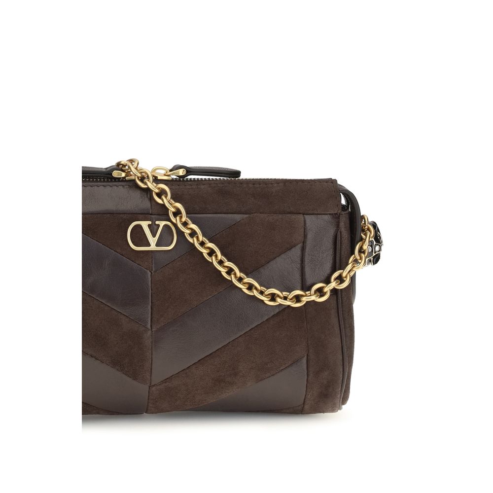 Valentino Garavani Braune Kalbsleder Bos Taurus Schultertasche
