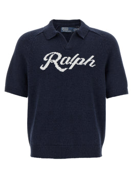 Polo Ralph Lauren Blauer Leinenstrickjacke