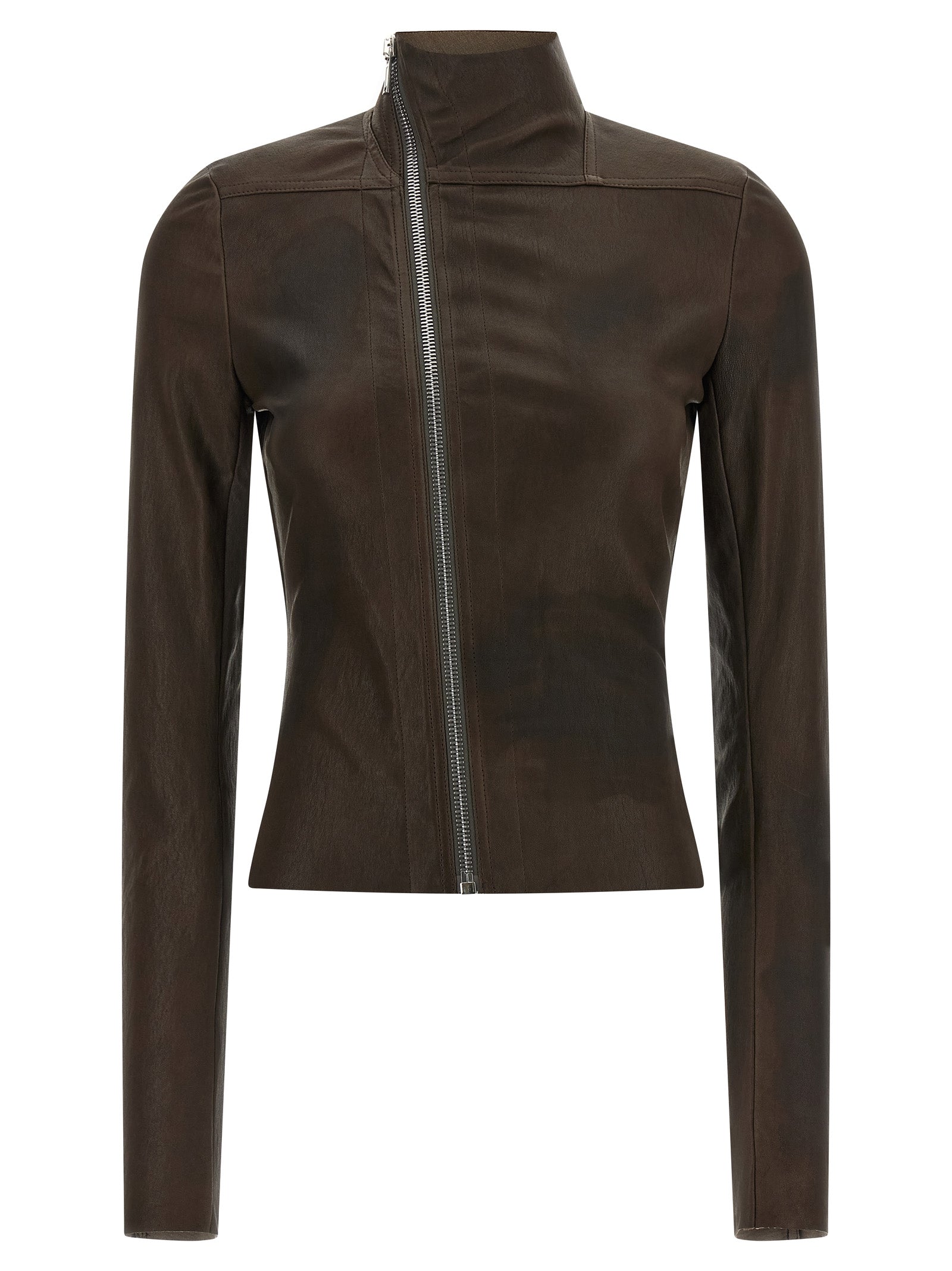 Rick Owens Braune Lammlederjacke