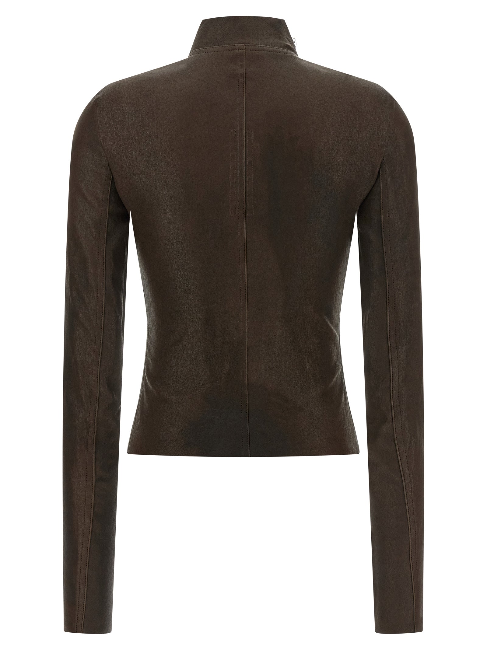 Rick Owens Braune Lammlederjacke