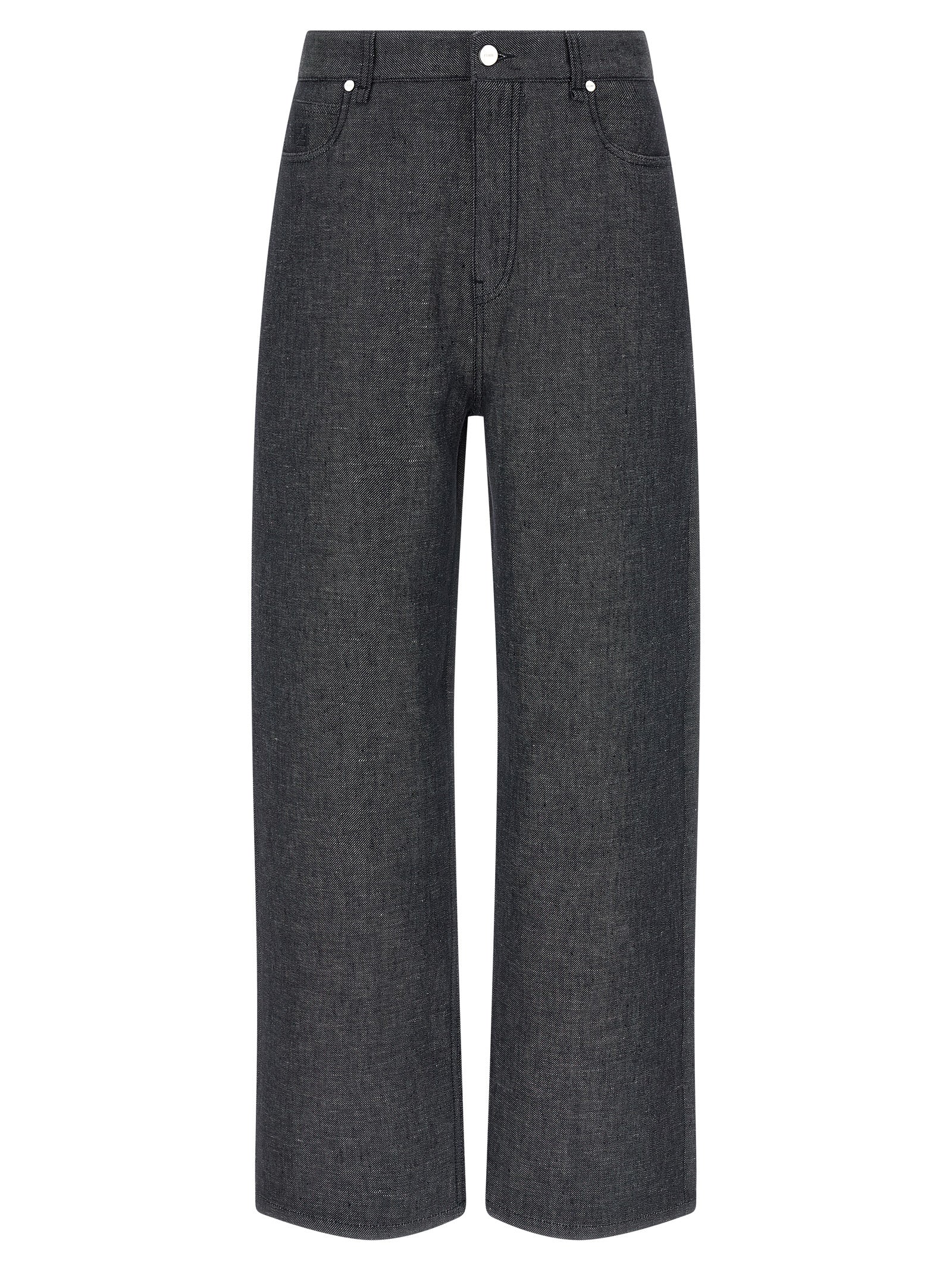 Fendi Graue Jeans aus Leinen mit geradem Bein
