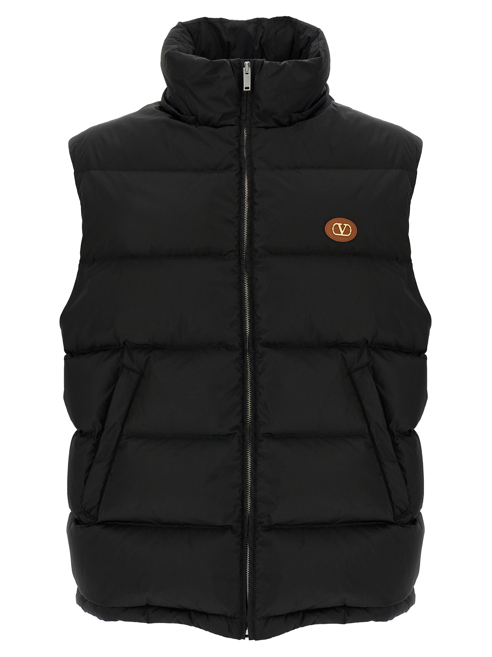 Valentino Garavani Schwarze ärmellose Jacke aus Polyamid
