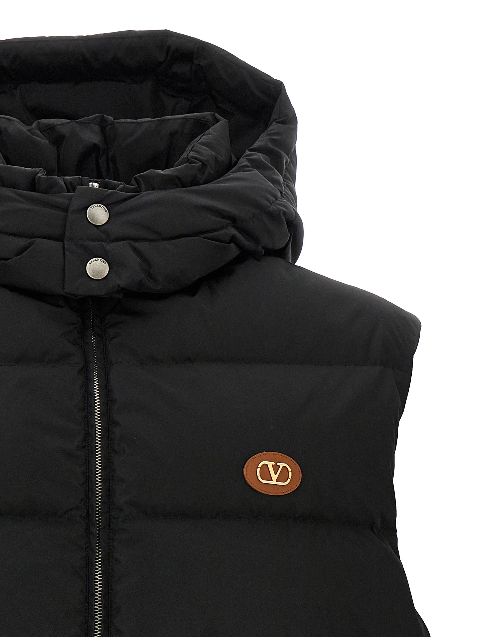 Valentino Garavani Schwarze ärmellose Jacke aus Polyamid