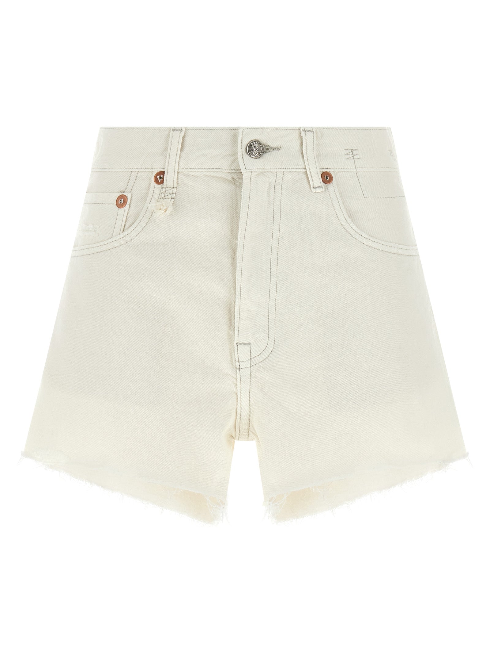 R13 Weiße Baumwoll-Bermudashorts