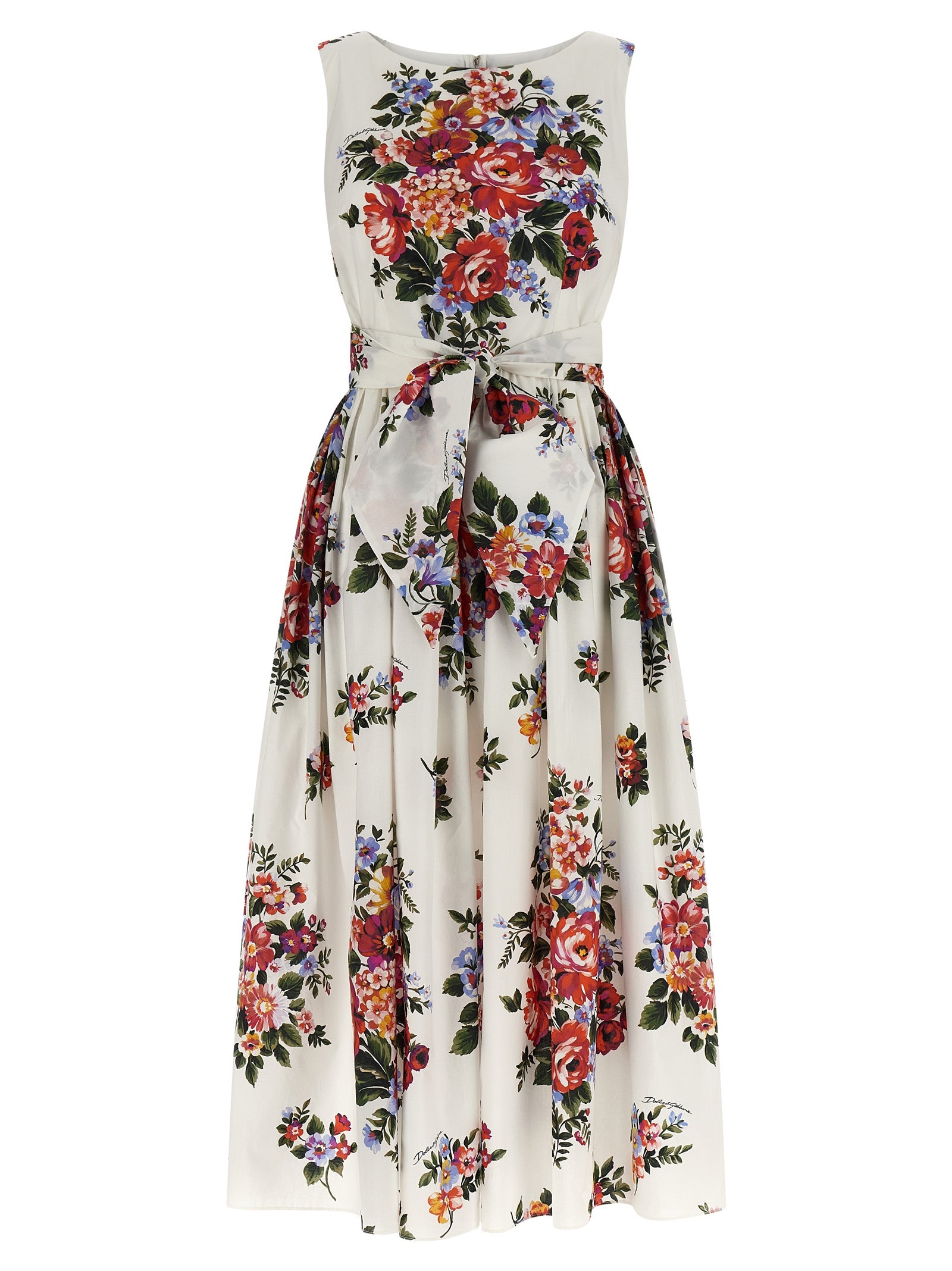 Dolce & Gabbana Weißes Baumwoll-Midikleid