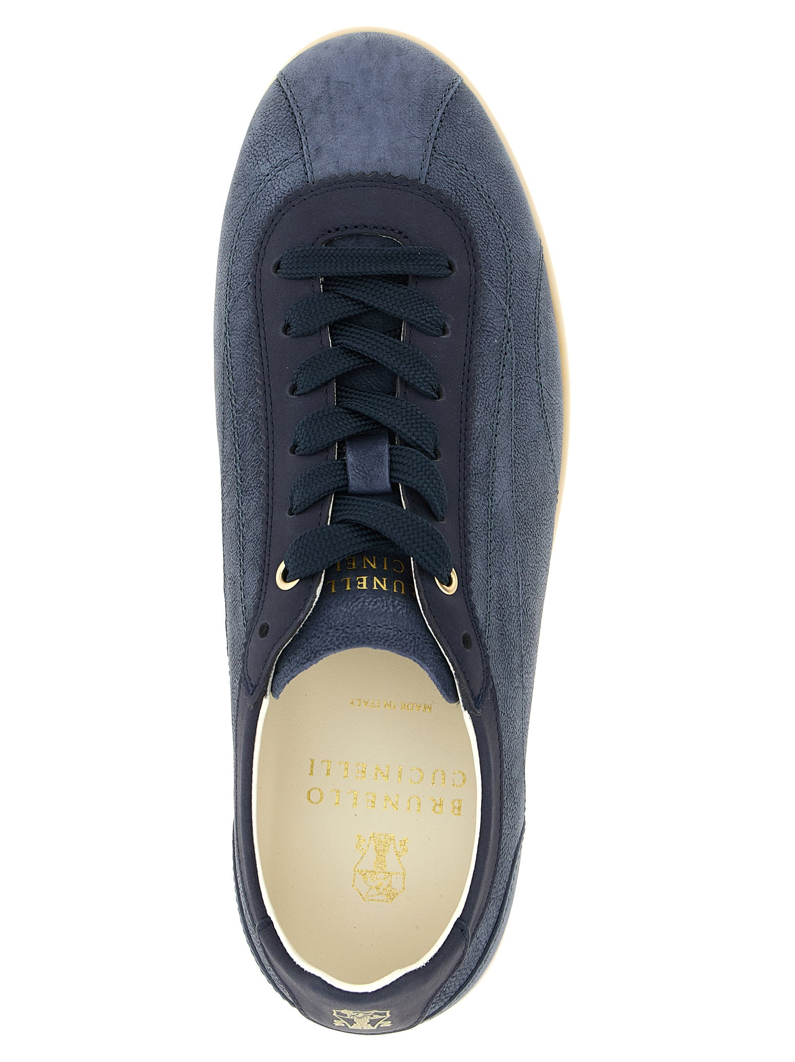 Brunello Cucinelli Blaue Kalbsleder Low-Top-Sneaker