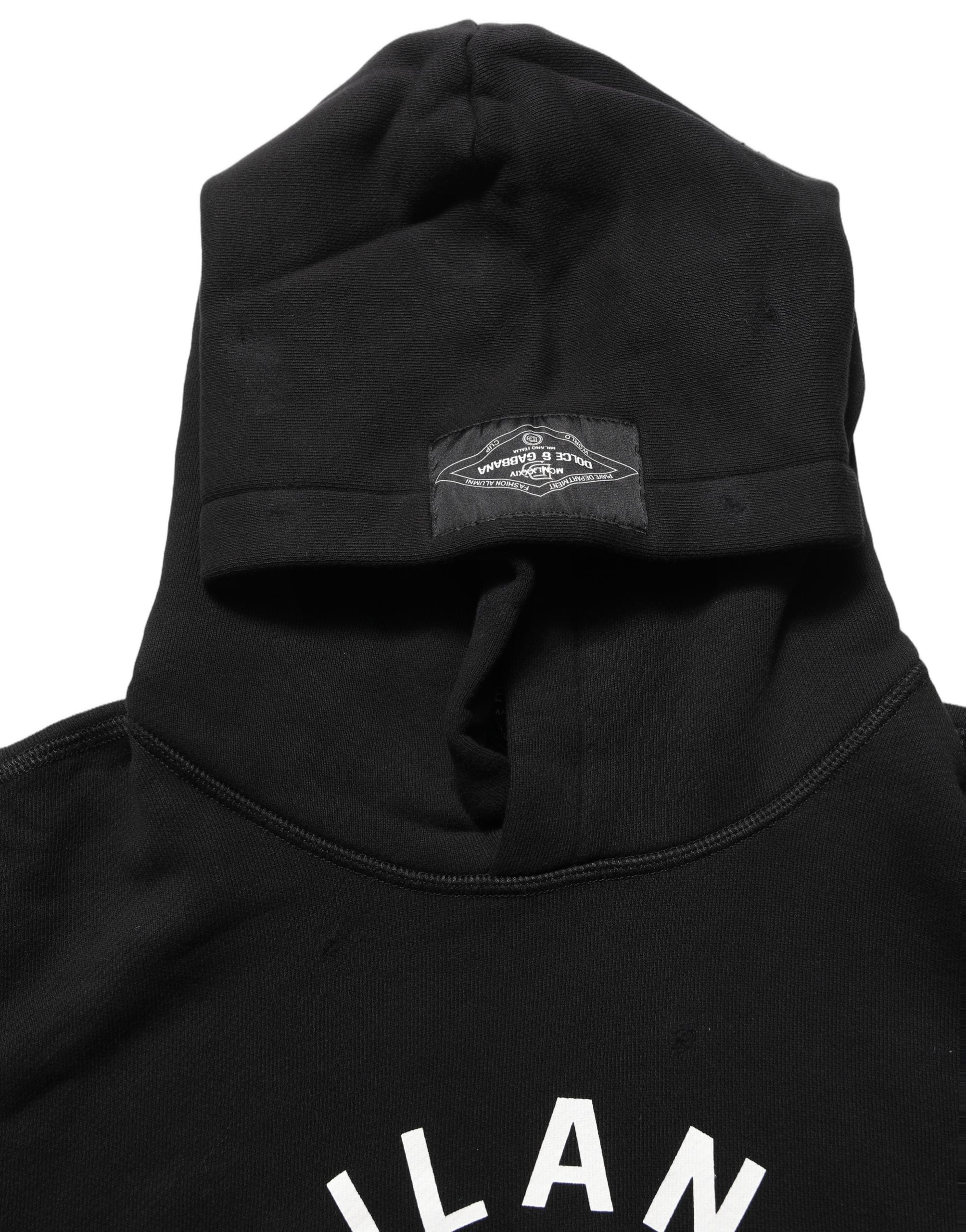 Dolce & Gabbana Schwarzer Kapuzenpullover aus Baumwolle mit Milano1984 Print
