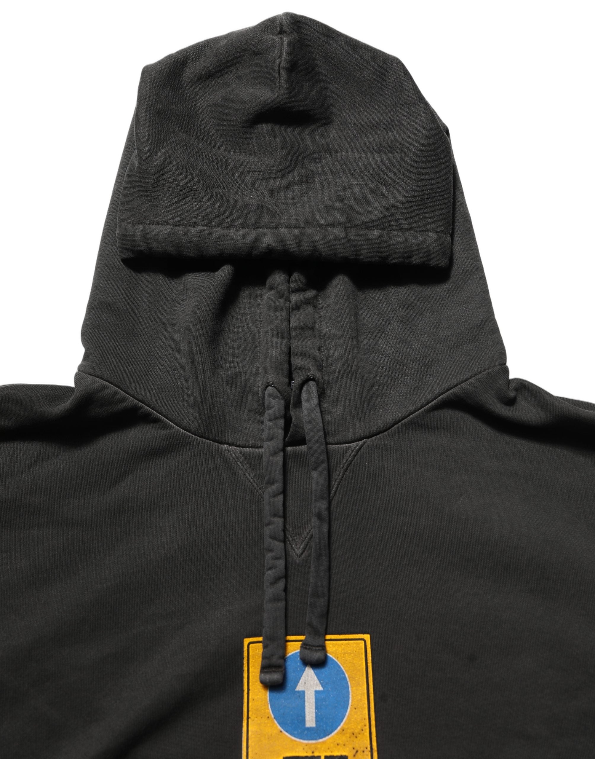 Dolce & Gabbana Schwarzer Baumwoll-Pullover mit Kapuze und Logo-Print