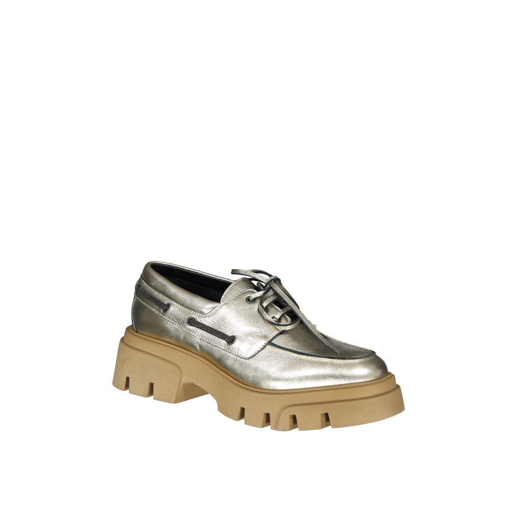 Brunello Cucinelli Plateau-Loafer aus goldenem Leder