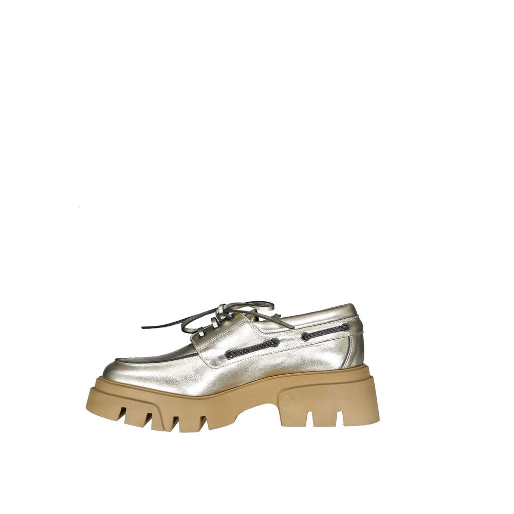 Brunello Cucinelli Plateau-Loafer aus goldenem Leder