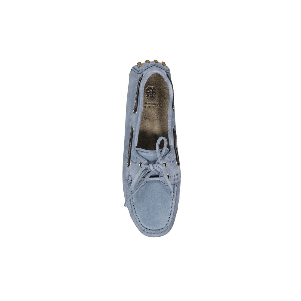 Brunello Cucinelli Blaue Mokassins aus Leder
