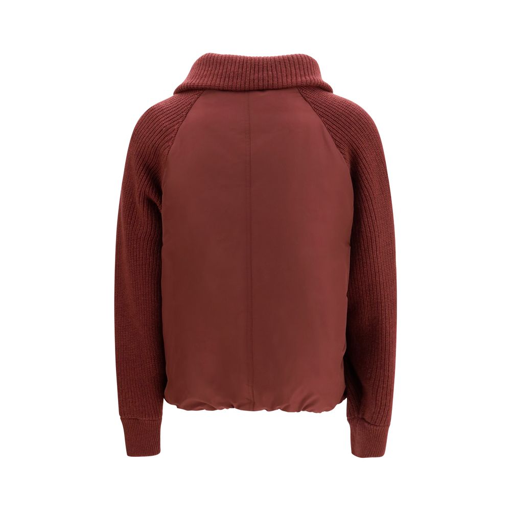 Brunello Cucinelli Bordeaux Polyester Jacke in voller Länge