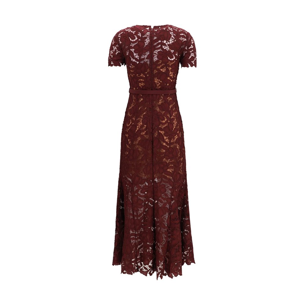 Self-Portrait Weinrotes Cocktailkleid aus Polyester