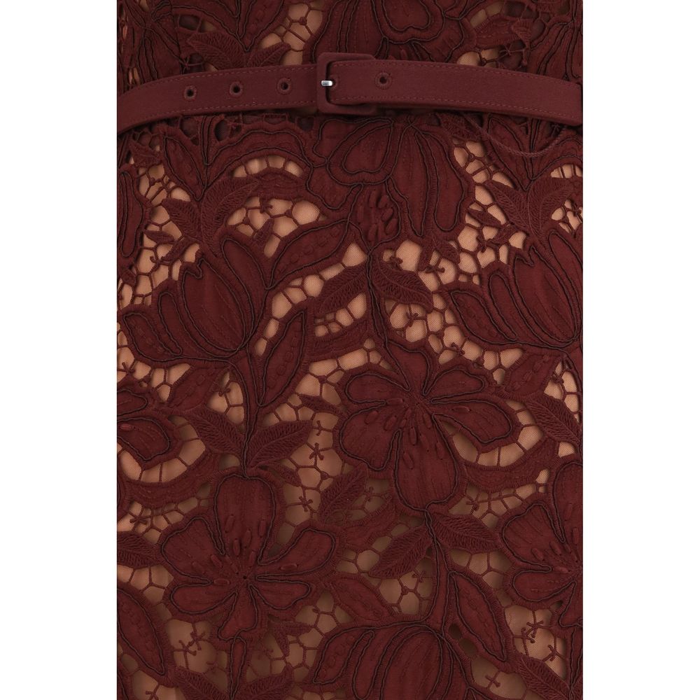 Self-Portrait Weinrotes Cocktailkleid aus Polyester