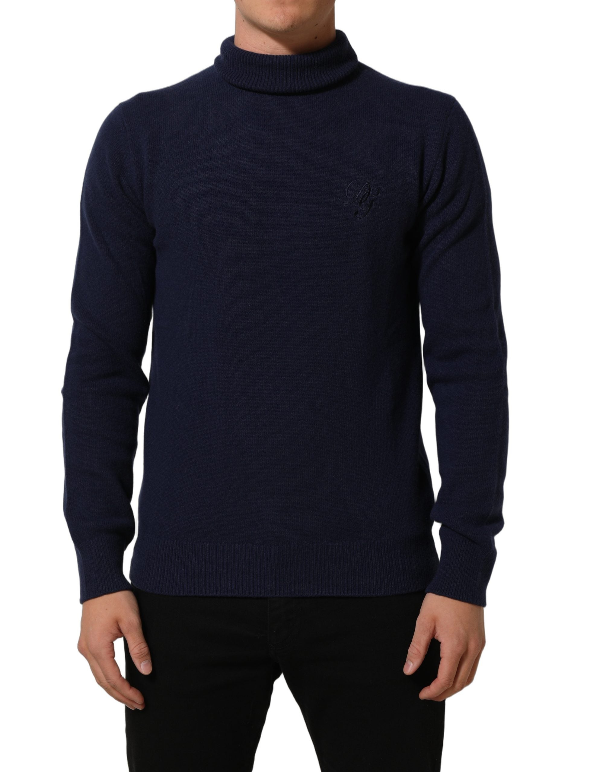 Dolce & Gabbana Blauer Wollstrick-Rollkragenpullover