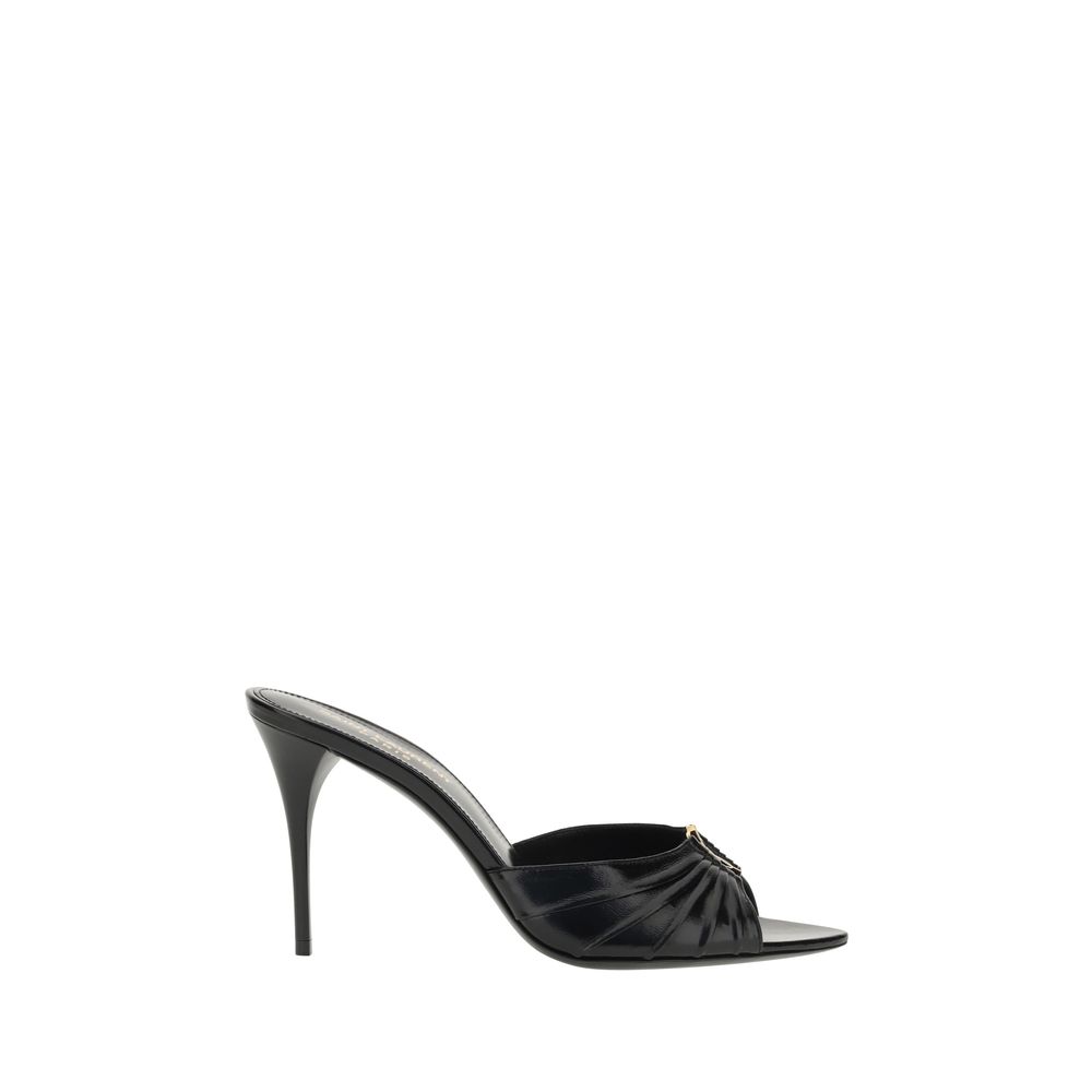 Saint Laurent Schwarze Lammleder-Sandalen mit Stiletto-Absatz Ovis Aries Aries