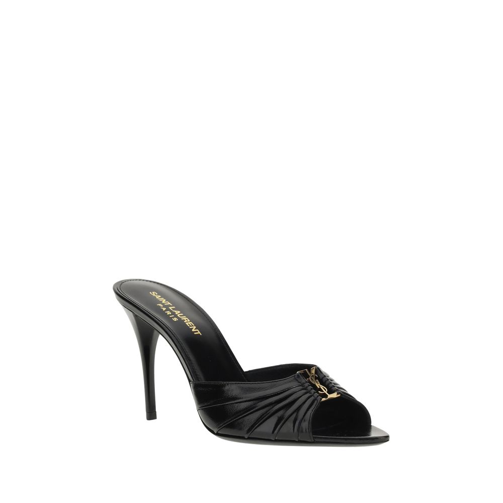 Saint Laurent Schwarze Lammleder-Sandalen mit Stiletto-Absatz Ovis Aries Aries
