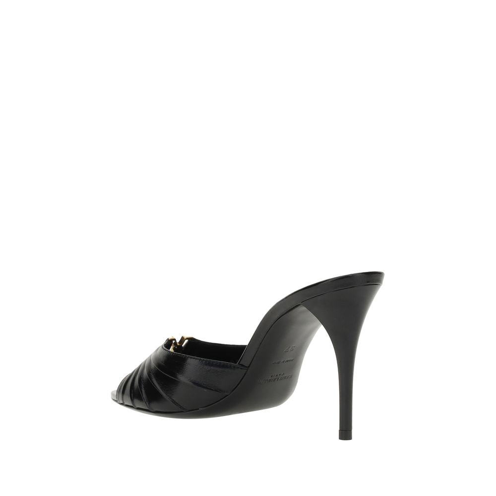 Saint Laurent Schwarze Lammleder-Sandalen mit Stiletto-Absatz Ovis Aries Aries