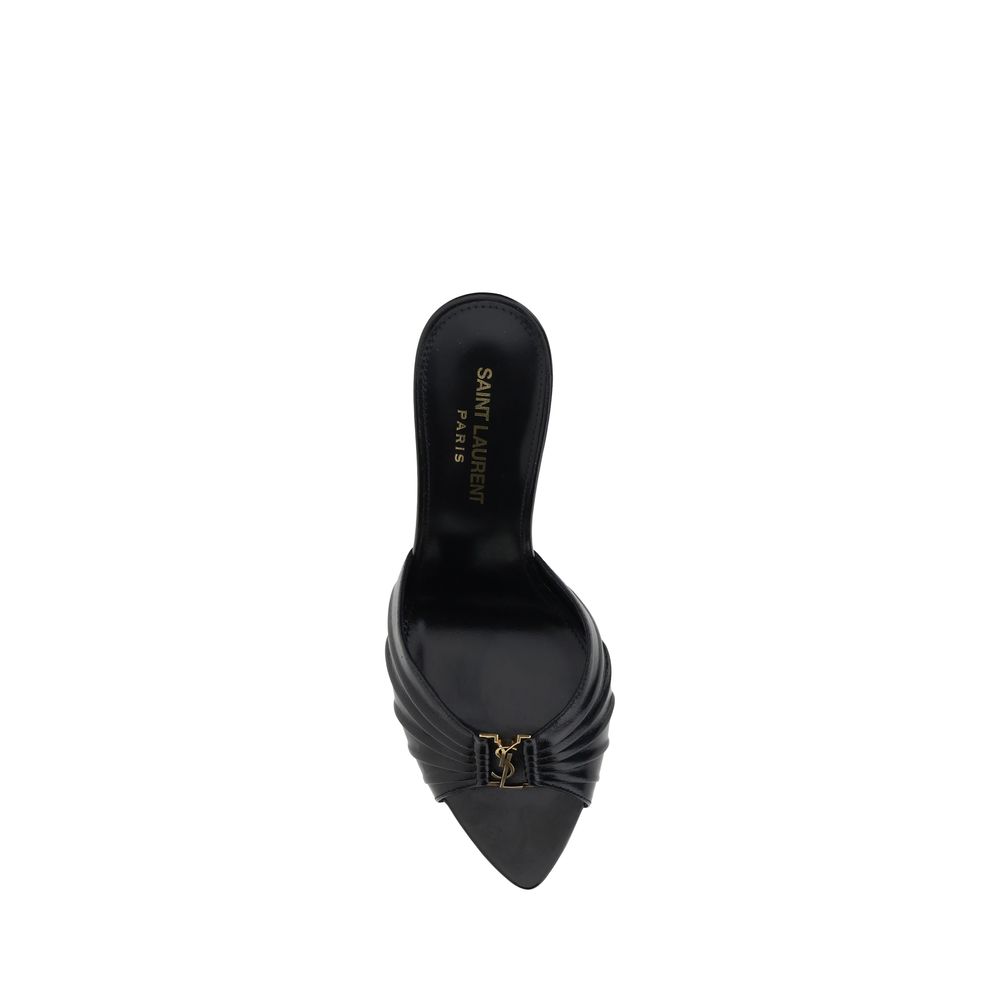 Saint Laurent Schwarze Lammleder-Sandalen mit Stiletto-Absatz Ovis Aries Aries