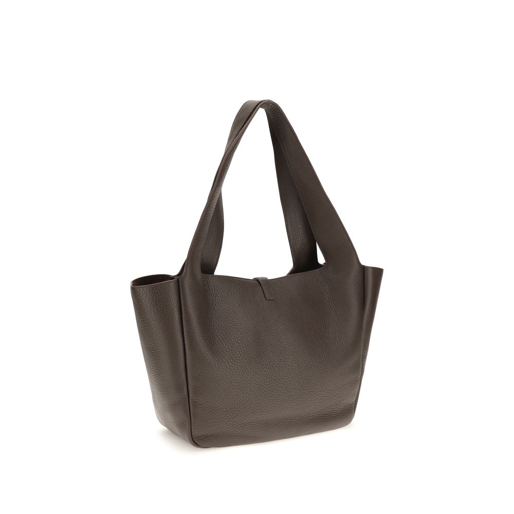 Saint Laurent Braune Kalbsleder Bos Taurus Schultertasche