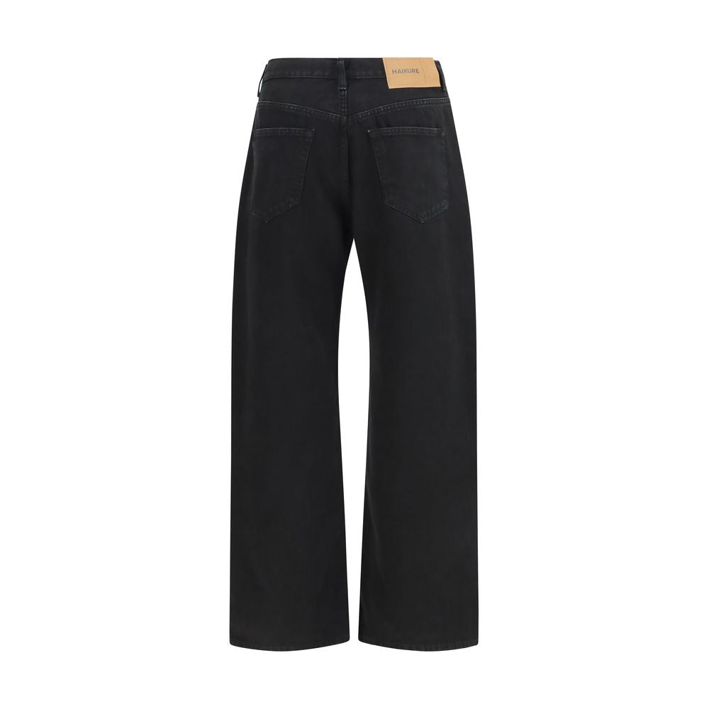 Haikure Schwarze Baumwoll-Jeans mit geradem Bein