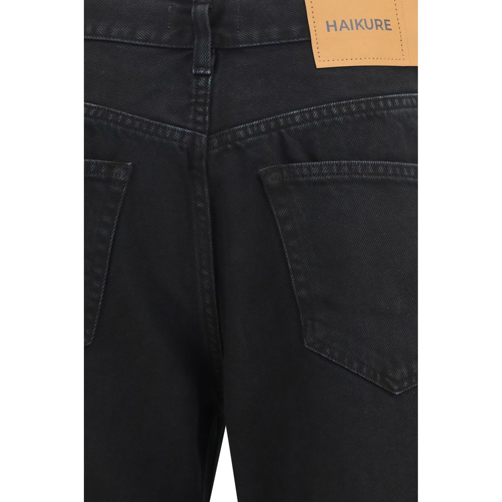 Haikure Schwarze Baumwoll-Jeans mit geradem Bein