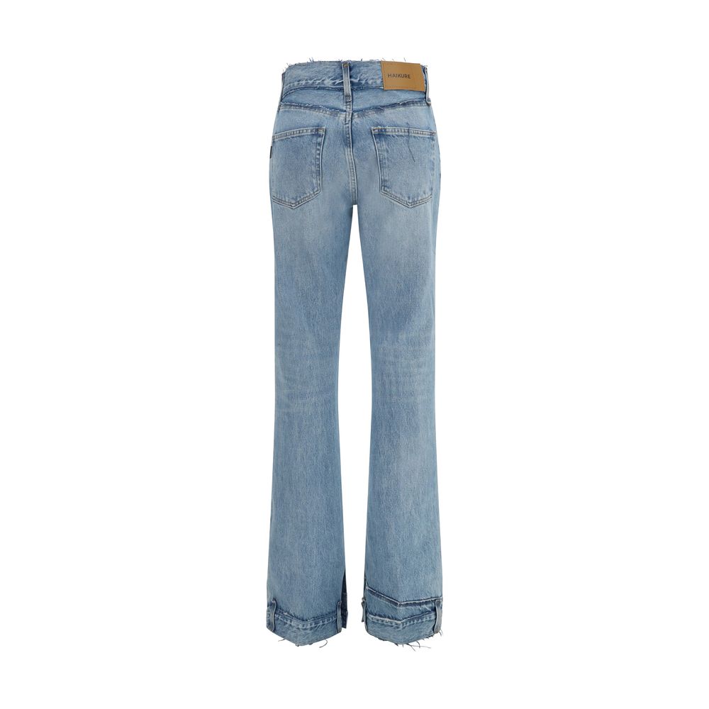 Haikure Blaue Baumwoll-Jeans mit ausgestelltem Bein