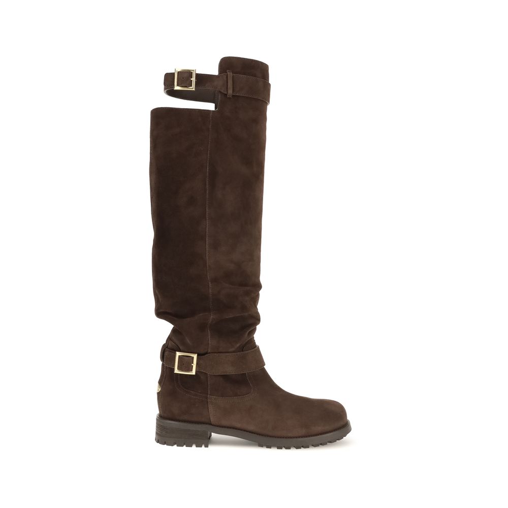 Jimmy Choo Braune Kalbsleder Bos Taurus Overknee-Stiefel