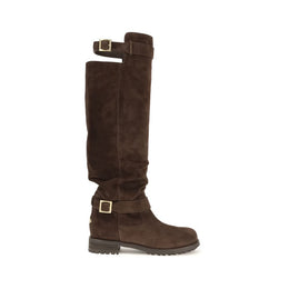 Jimmy Choo Braune Kalbsleder Bos Taurus Overknee-Stiefel