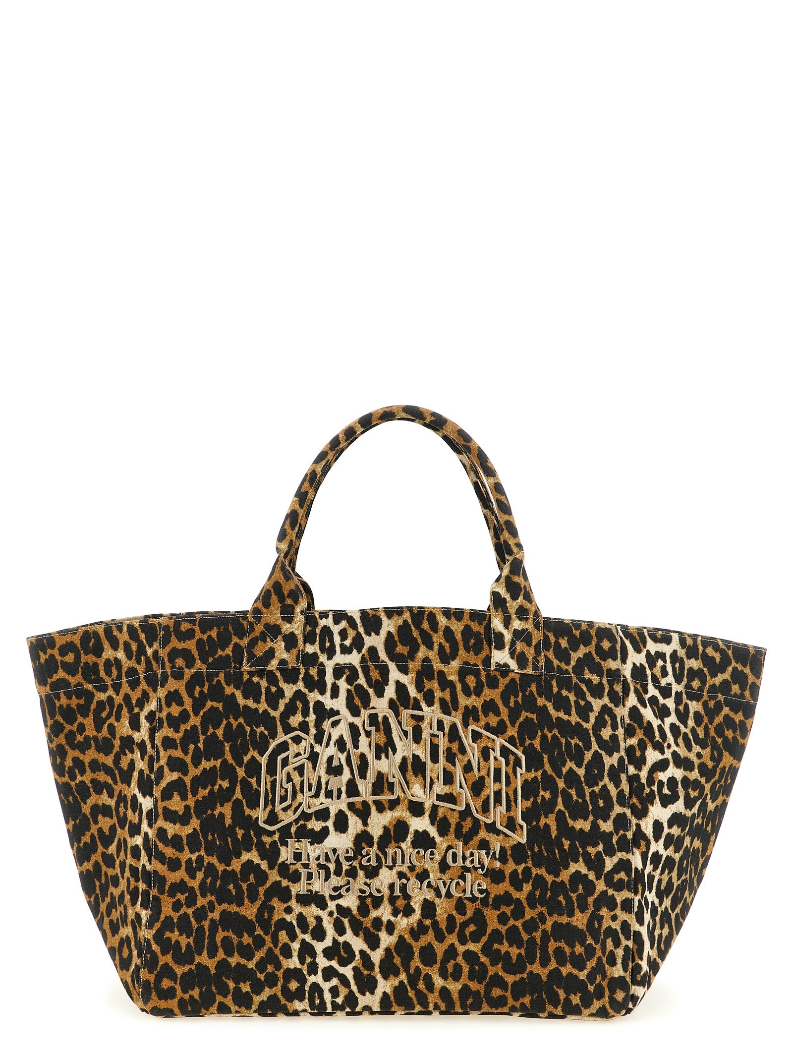 Ganni Braune Tote Bag aus recycelter Baumwolle