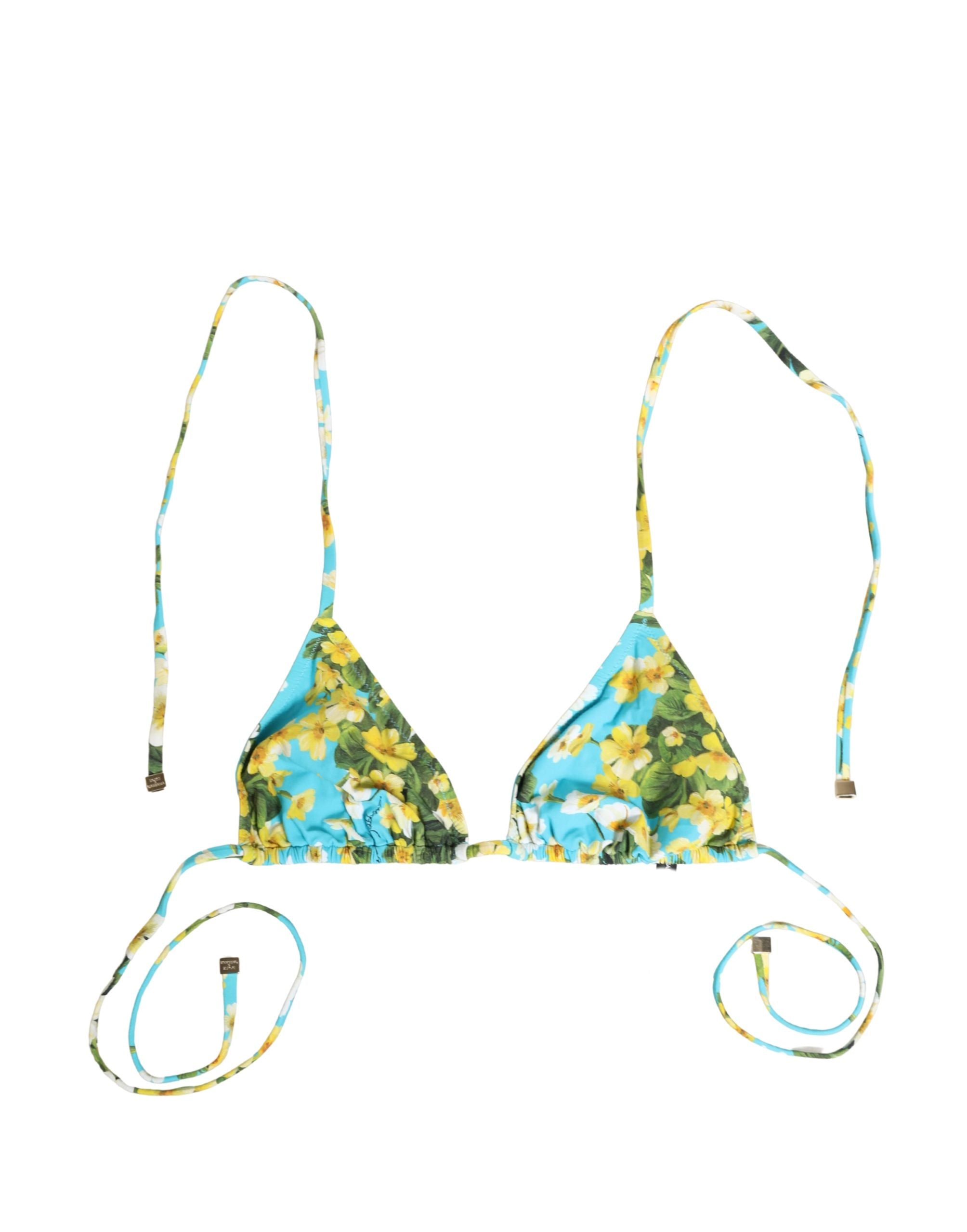 Dolce & Gabbana Bikini-Oberteil aus Nylon mit blauem Blumenprint und Neckholder