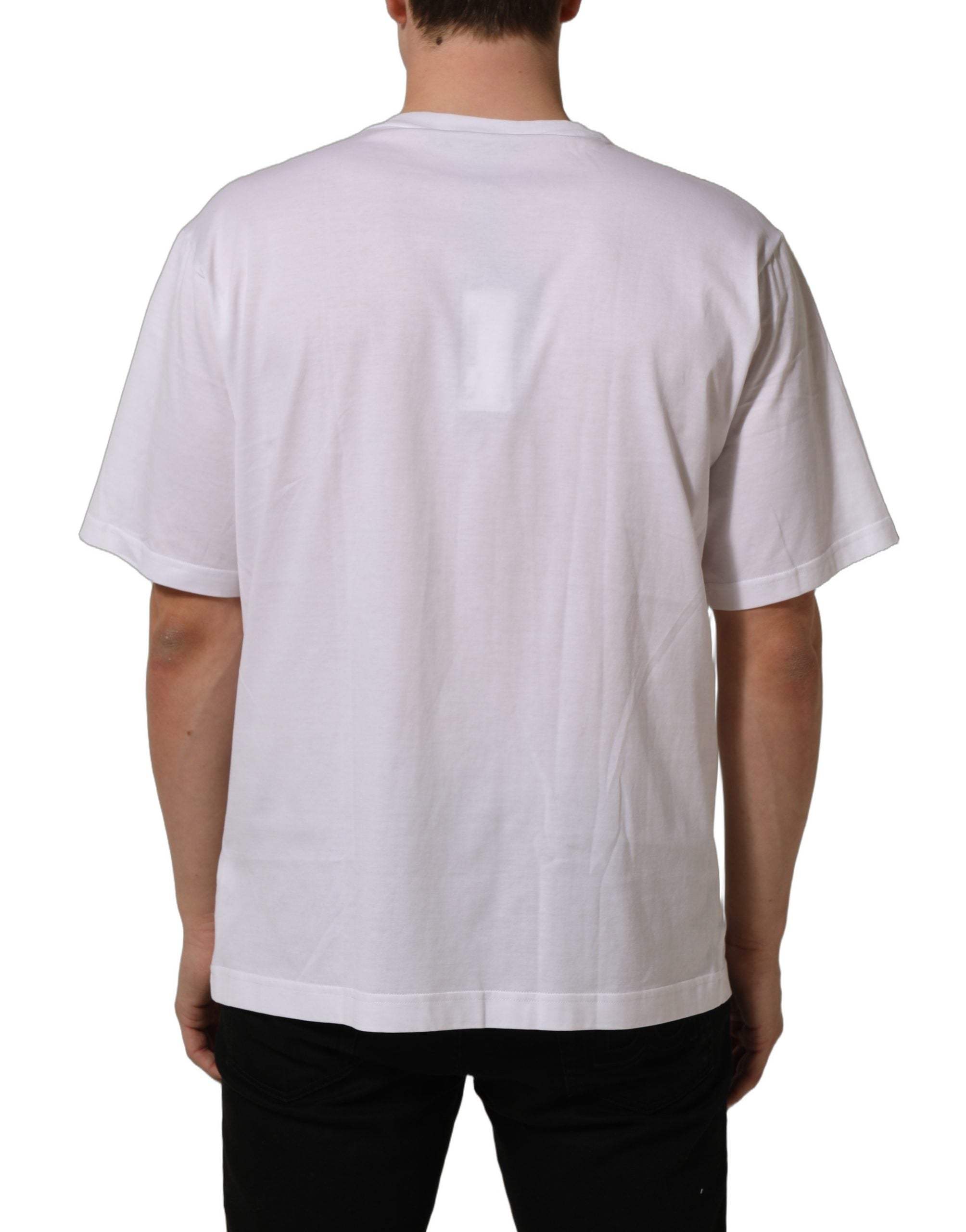 Dolce & Gabbana Weißes T-Shirt mit DG-Logo und kurzen Ärmeln aus Baumwolle