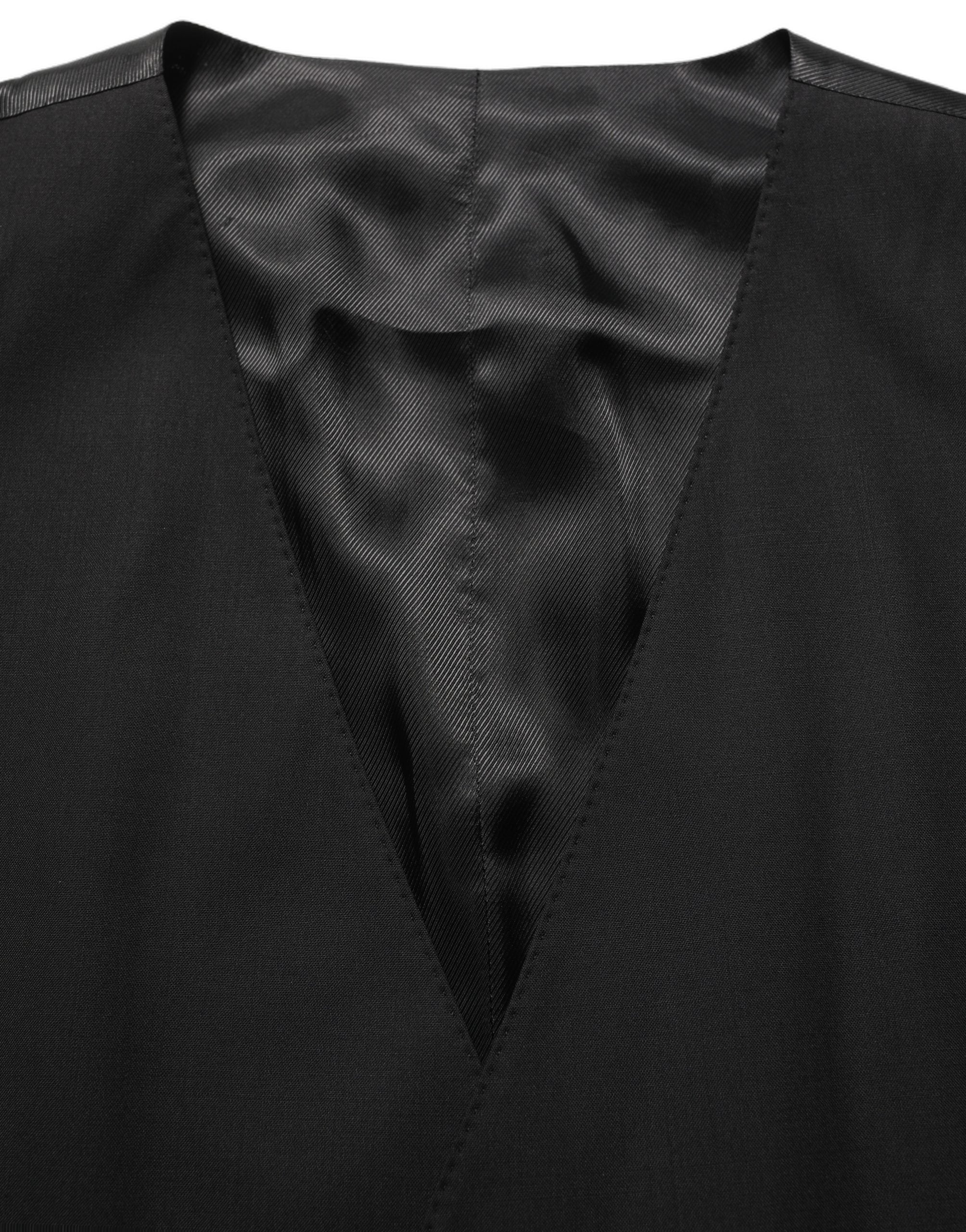 Dolce & Gabbana Schwarze Stretchweste aus Wolle Formelle Weste