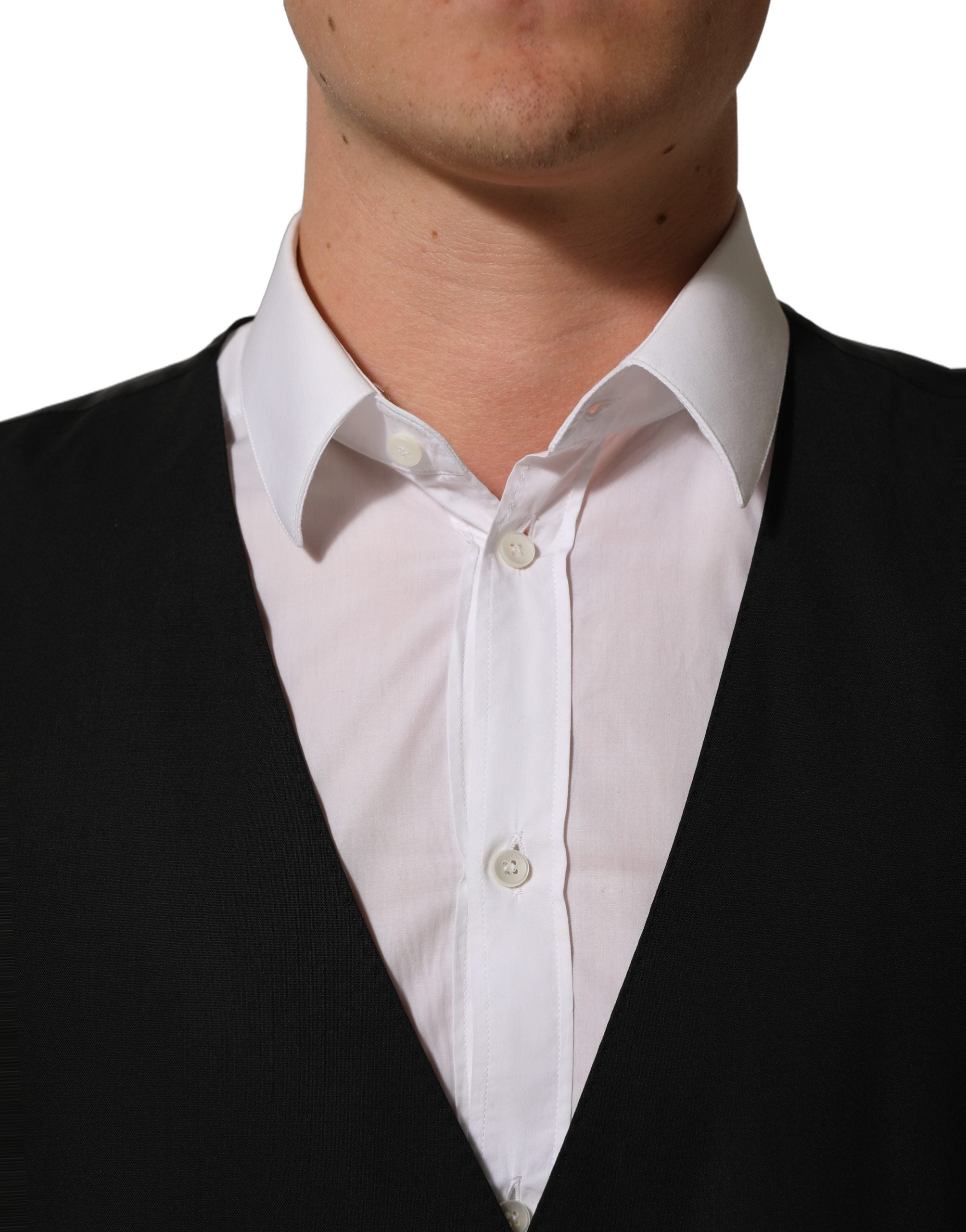 Dolce & Gabbana Schwarze Stretchweste aus Wolle Formelle Weste