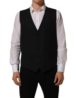 Dolce & Gabbana Schwarze Stretchweste aus Wolle Formelle Weste