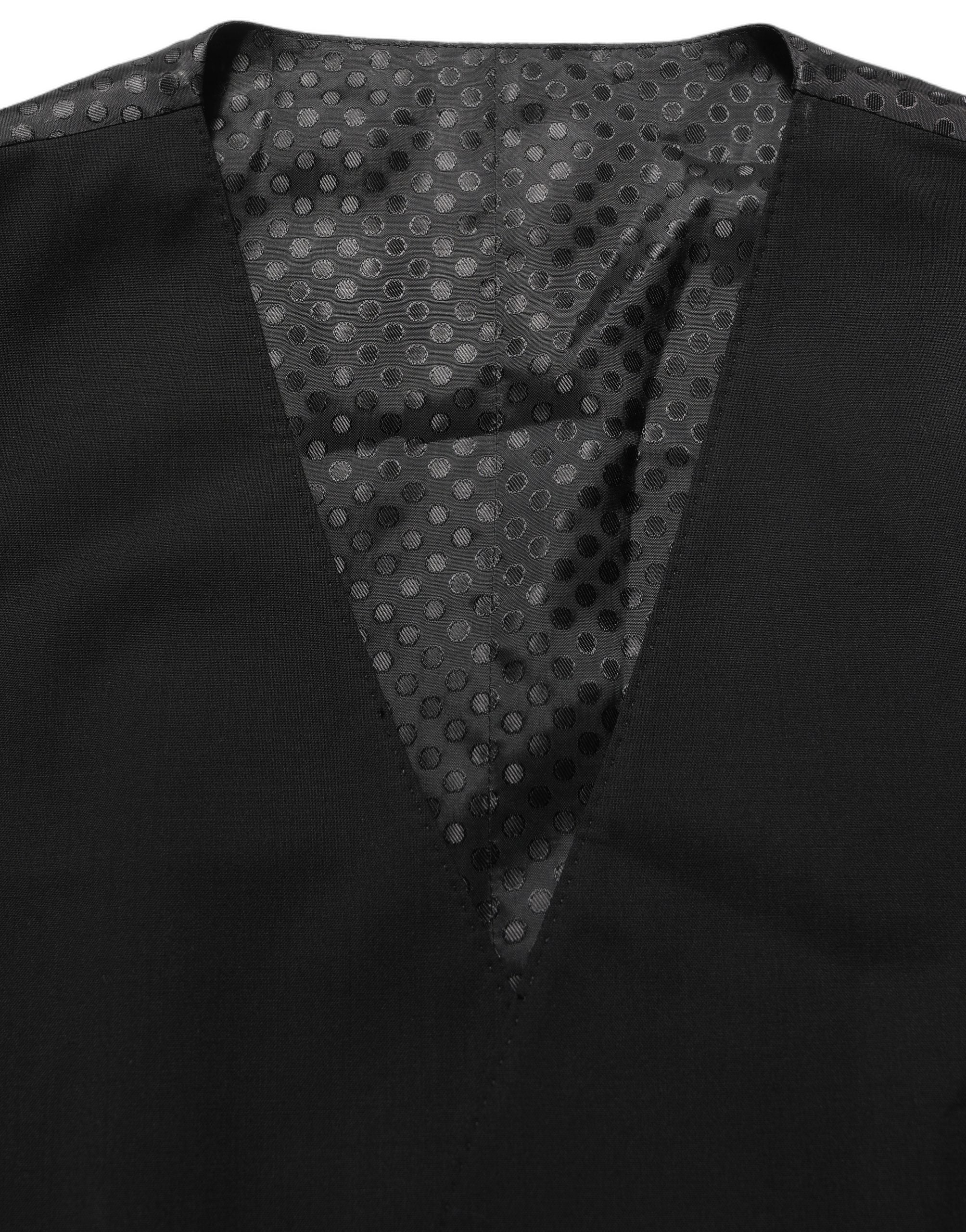 Dolce & Gabbana Schwarze Woll-Stretch-Weste Formal Dress Vest