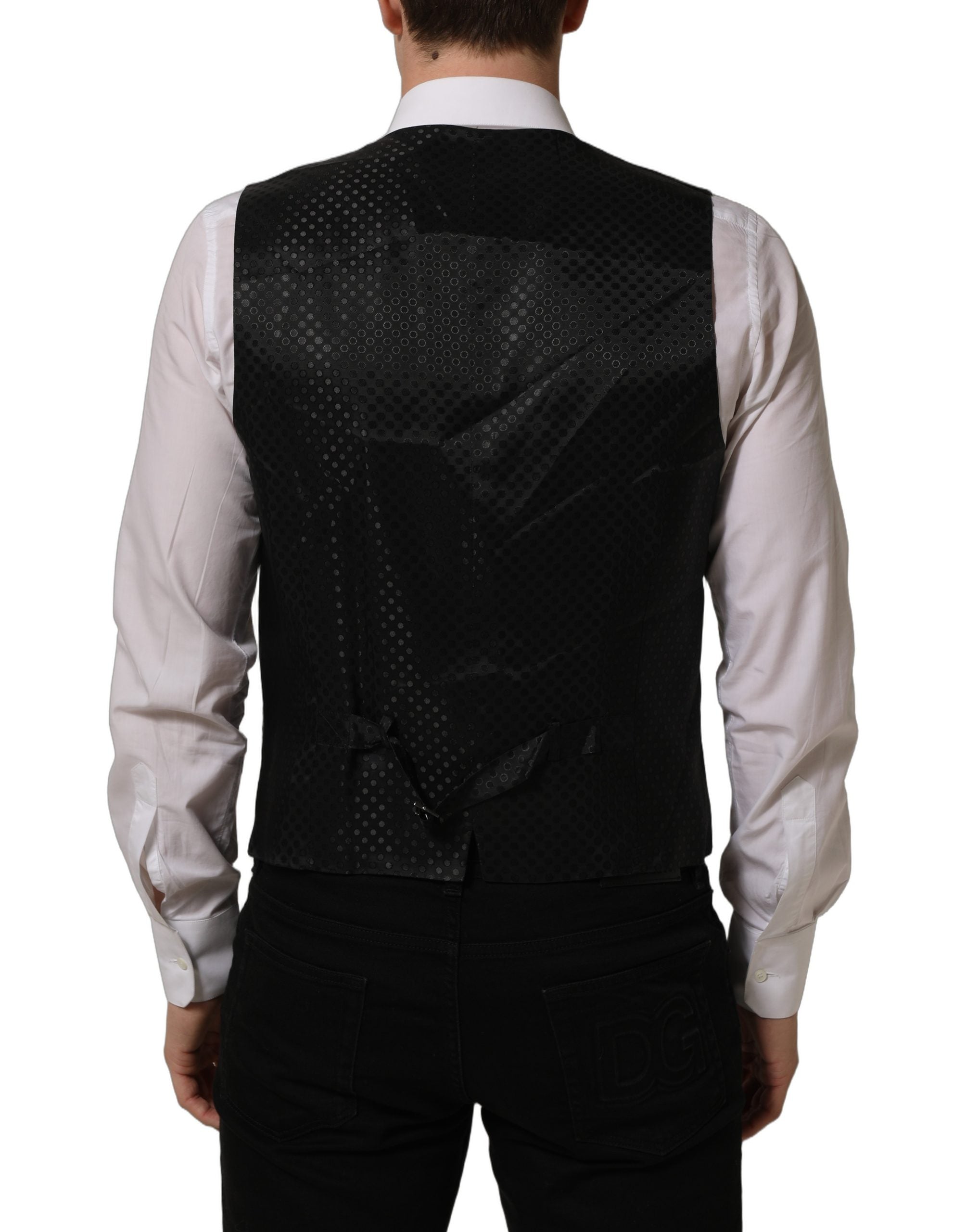 Dolce & Gabbana Schwarze Woll-Stretch-Weste Formal Dress Vest