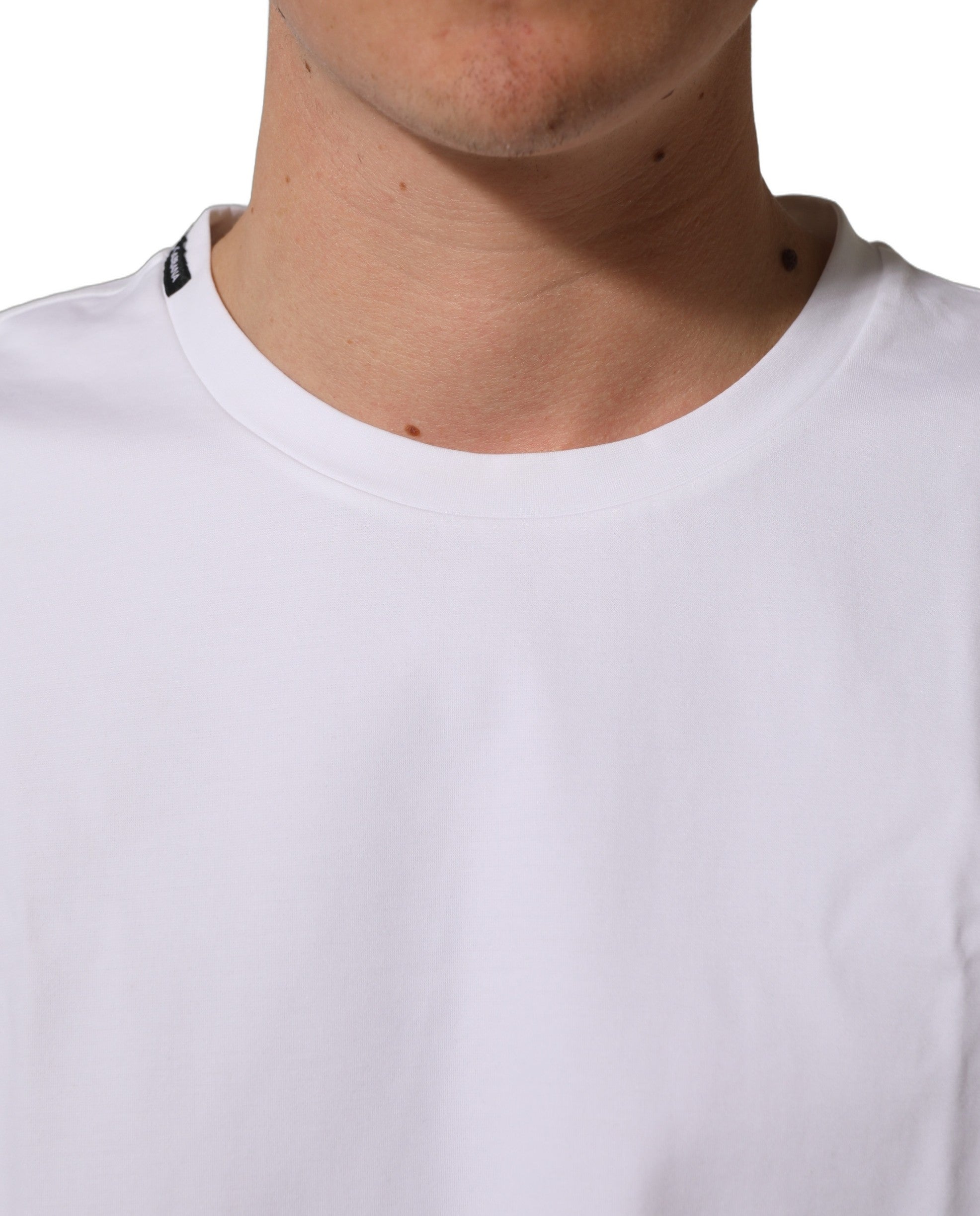 Dolce & Gabbana Weißes Baumwoll-T-Shirt mit kurzen Ärmeln und Rundhalsausschnitt
