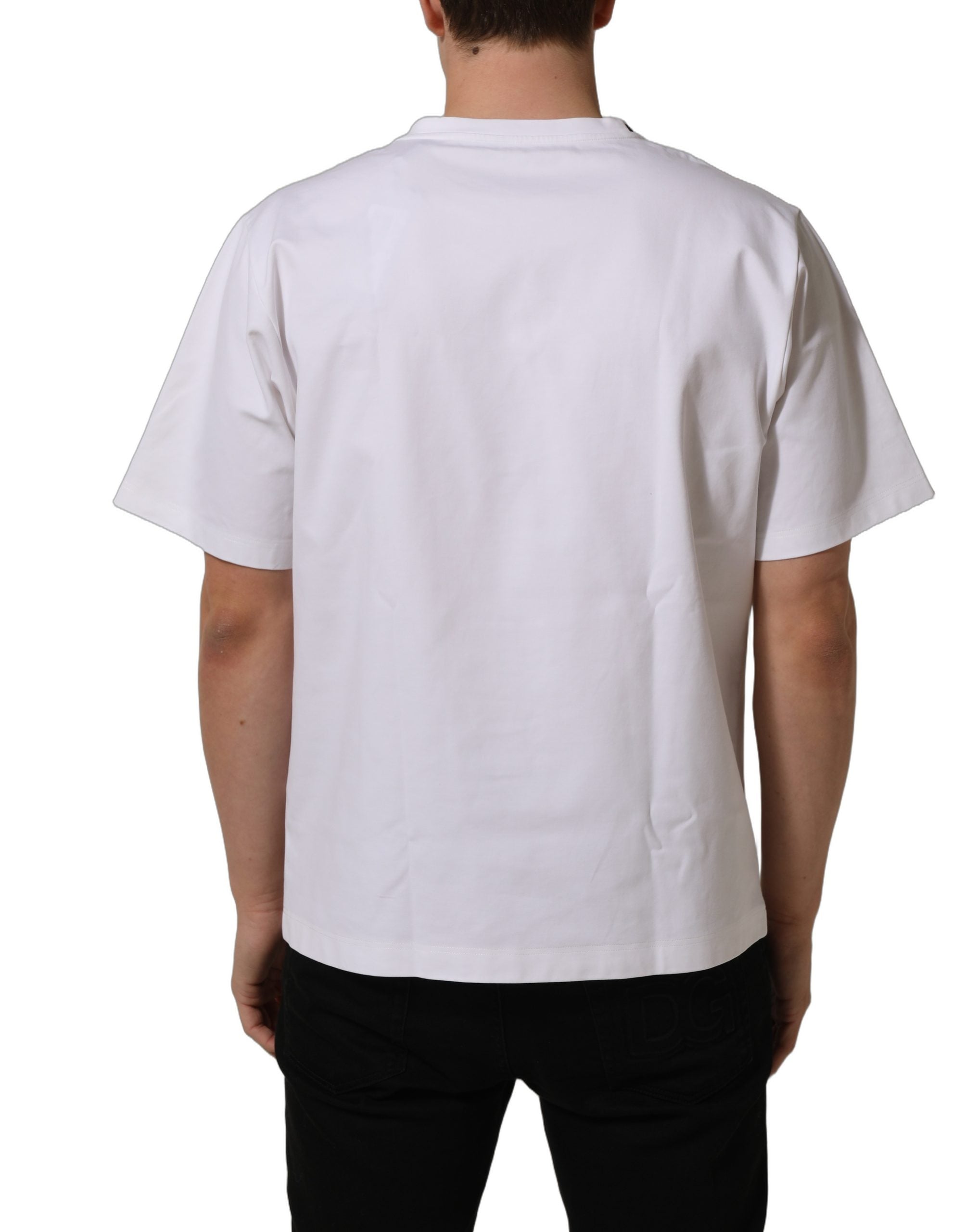Dolce & Gabbana Weißes Baumwoll-T-Shirt mit kurzen Ärmeln und Rundhalsausschnitt