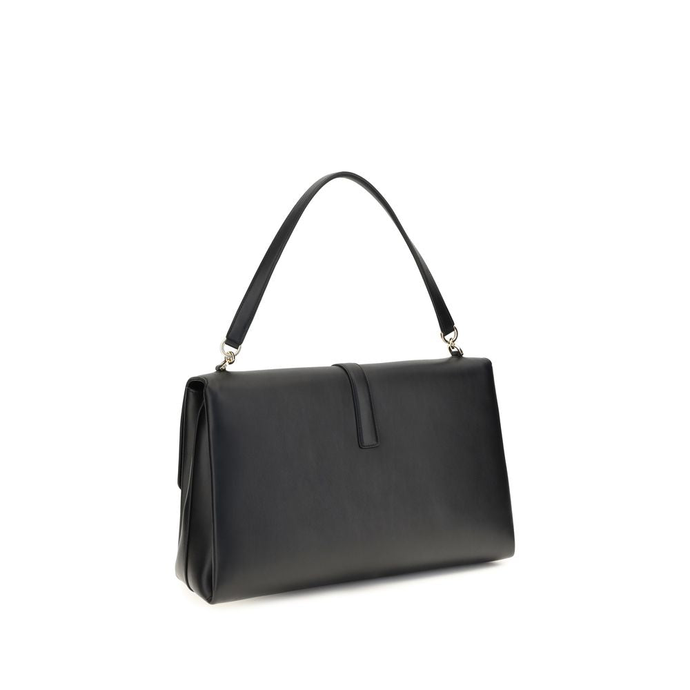 Ferragamo Schwarze Bos Taurus Kalbsleder Schultertasche