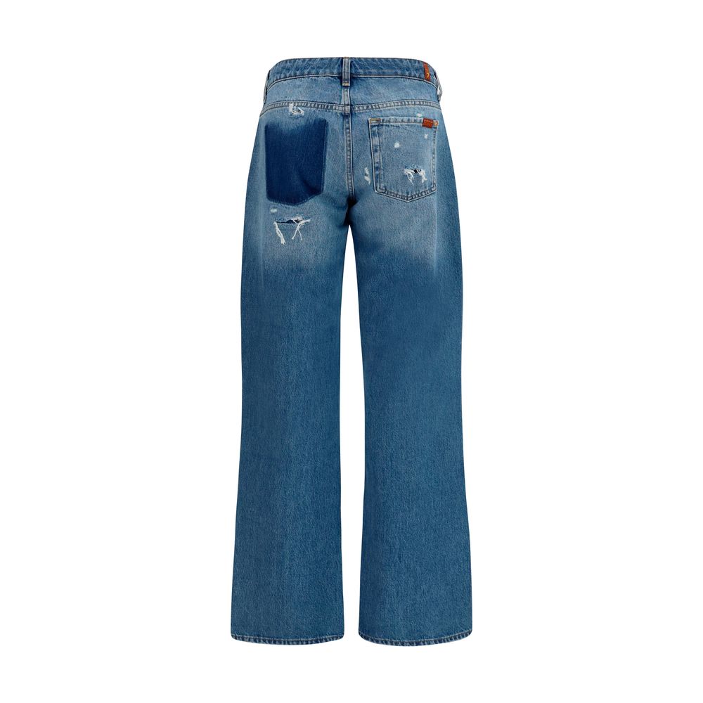 7FOR Blaue Jeans aus Baumwolle im geraden Schnitt