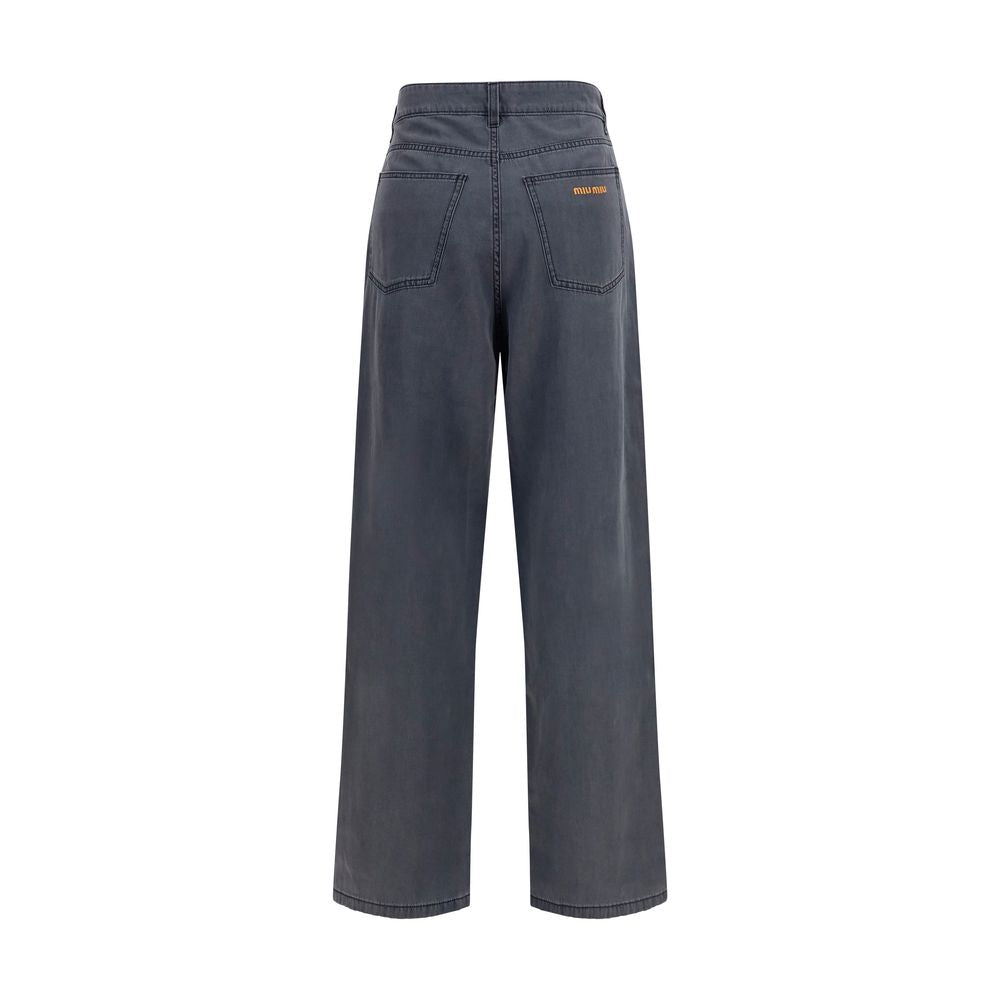Miu Miu Schwarze Baumwoll-Jeans mit geradem Bein