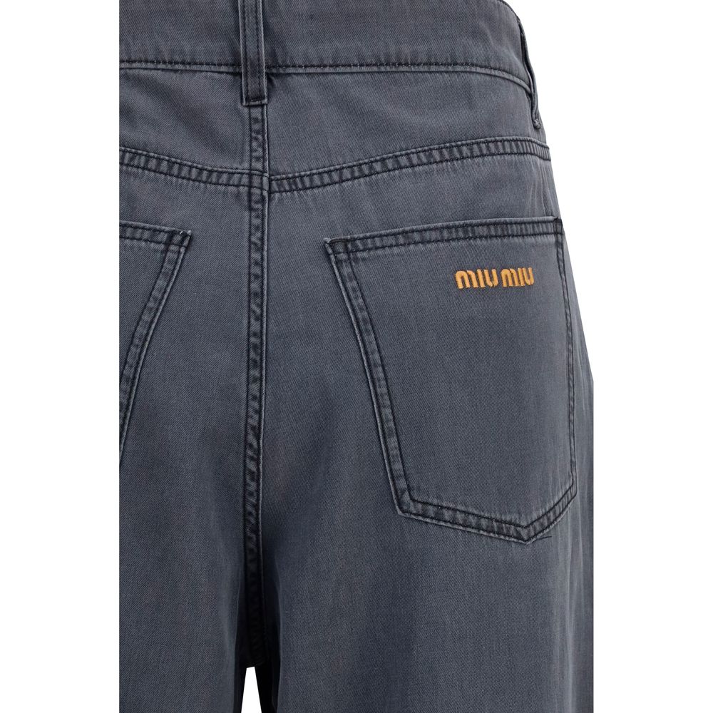 Miu Miu Schwarze Baumwoll-Jeans mit geradem Bein
