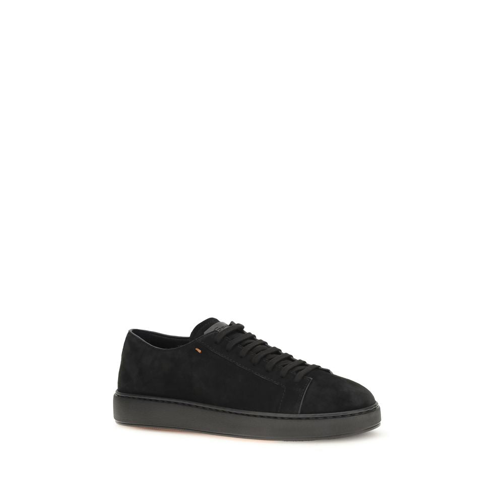 Santoni Schwarze Bos Taurus Kalbsleder Low-Top-Sneaker