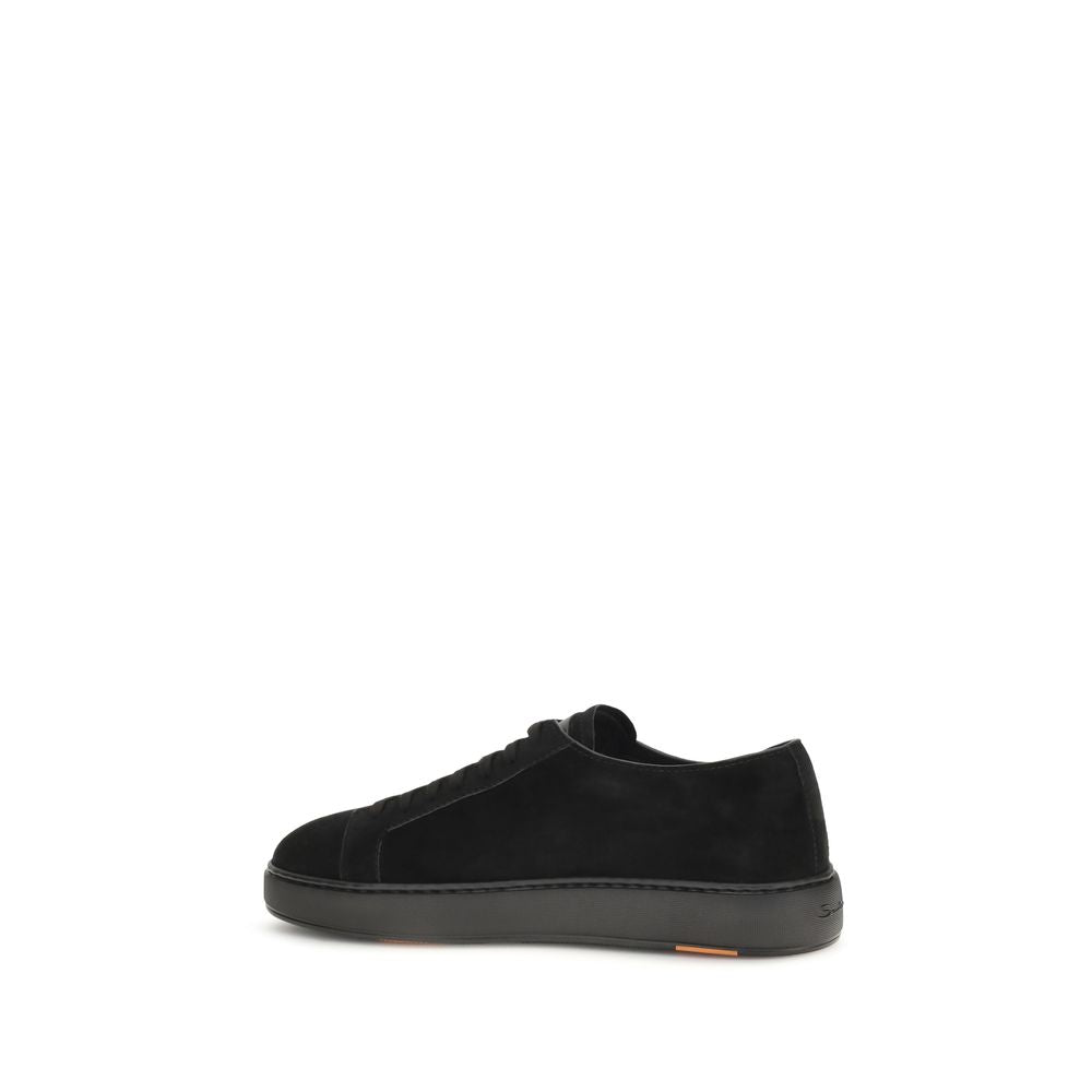Santoni Schwarze Bos Taurus Kalbsleder Low-Top-Sneaker