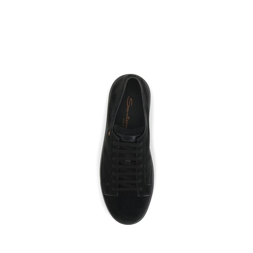 Santoni Schwarze Bos Taurus Kalbsleder Low-Top-Sneaker