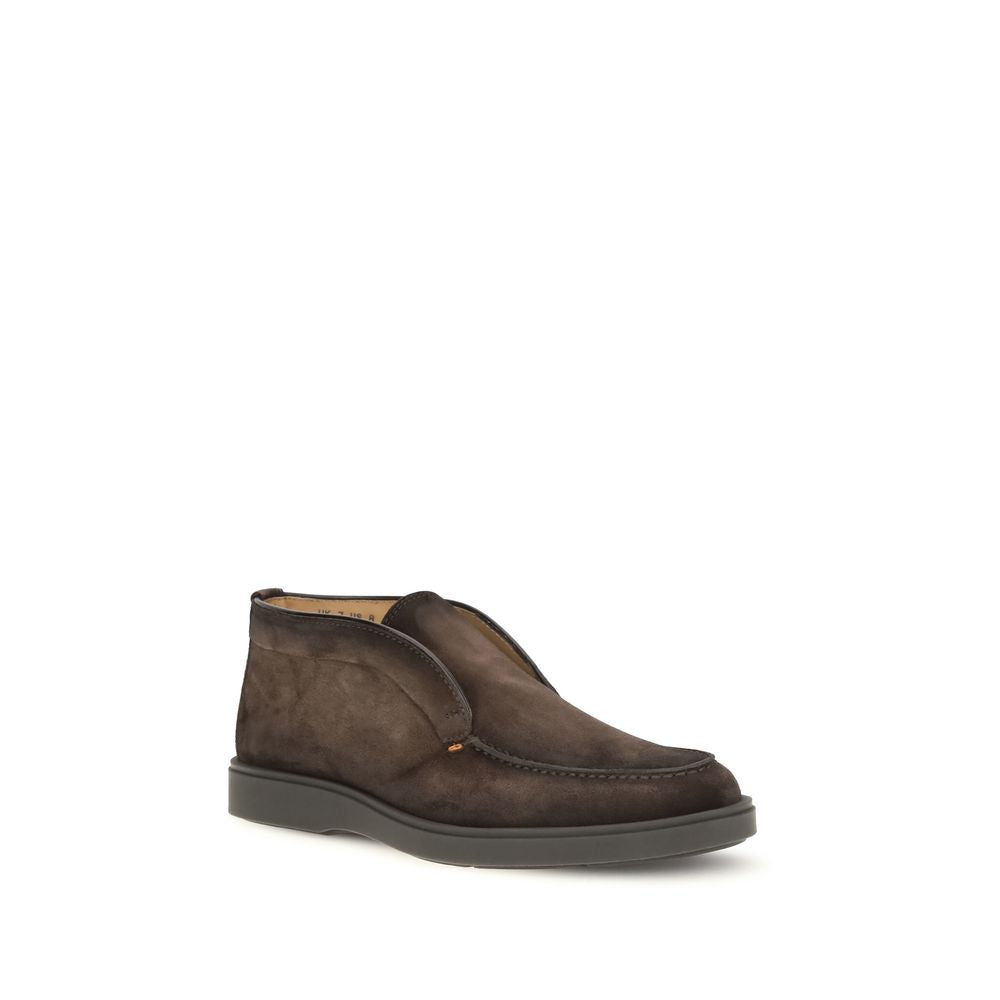 Santoni Braune Ankle Boots aus Kalbsleder Bos Taurus