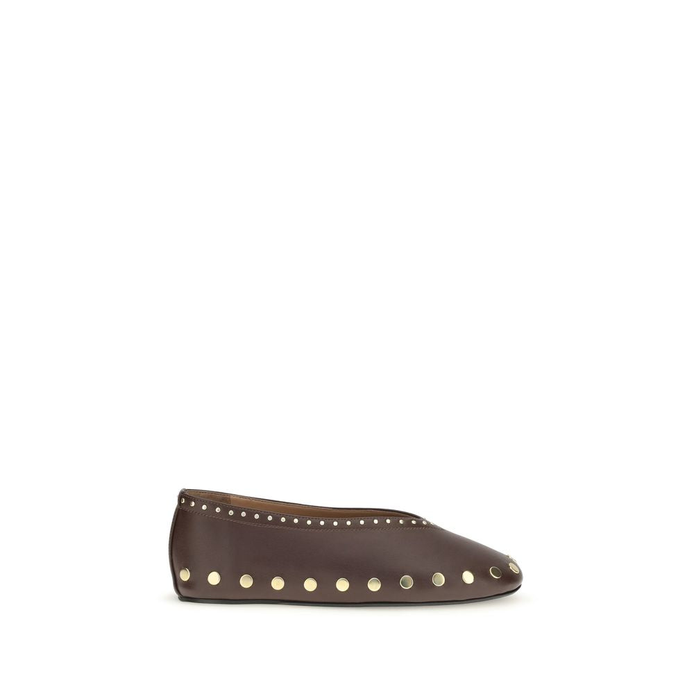 Ganni Braune Ballerinas aus Baumwolle